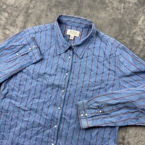 Ryan Michael Shirt Womens XL Western Embroidered Silk Cotton Pearl Snap Rodeo